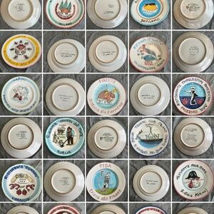 Italian Vintage hand painted ceramic plates collection of 18